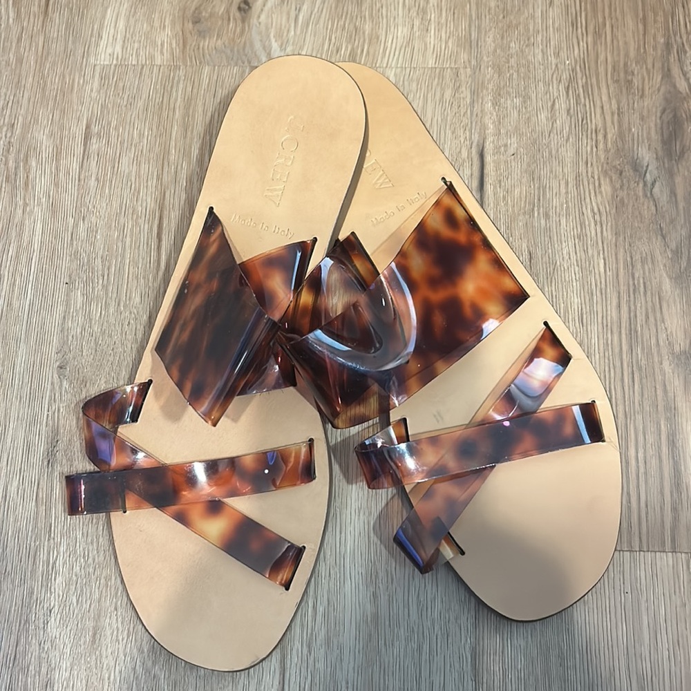 J. Crew Leopard Print slip on sandals.  Size 8. Made in Italy